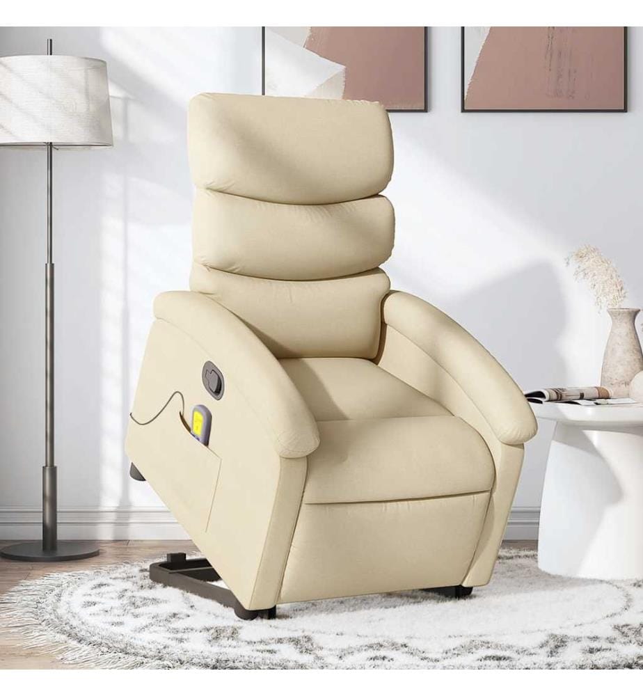 Massagesessel mit Aufstehhilfe Creme Stoff