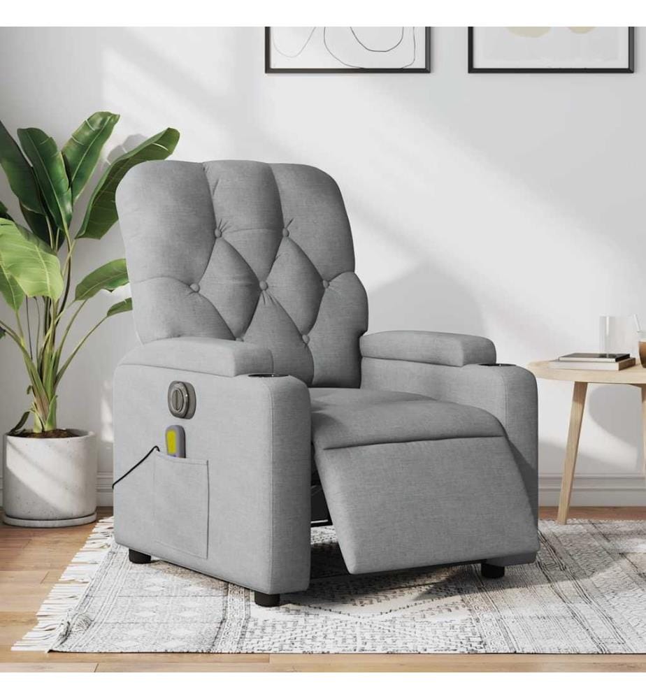 Massagesessel Elektrisch Hellgrau Stoff