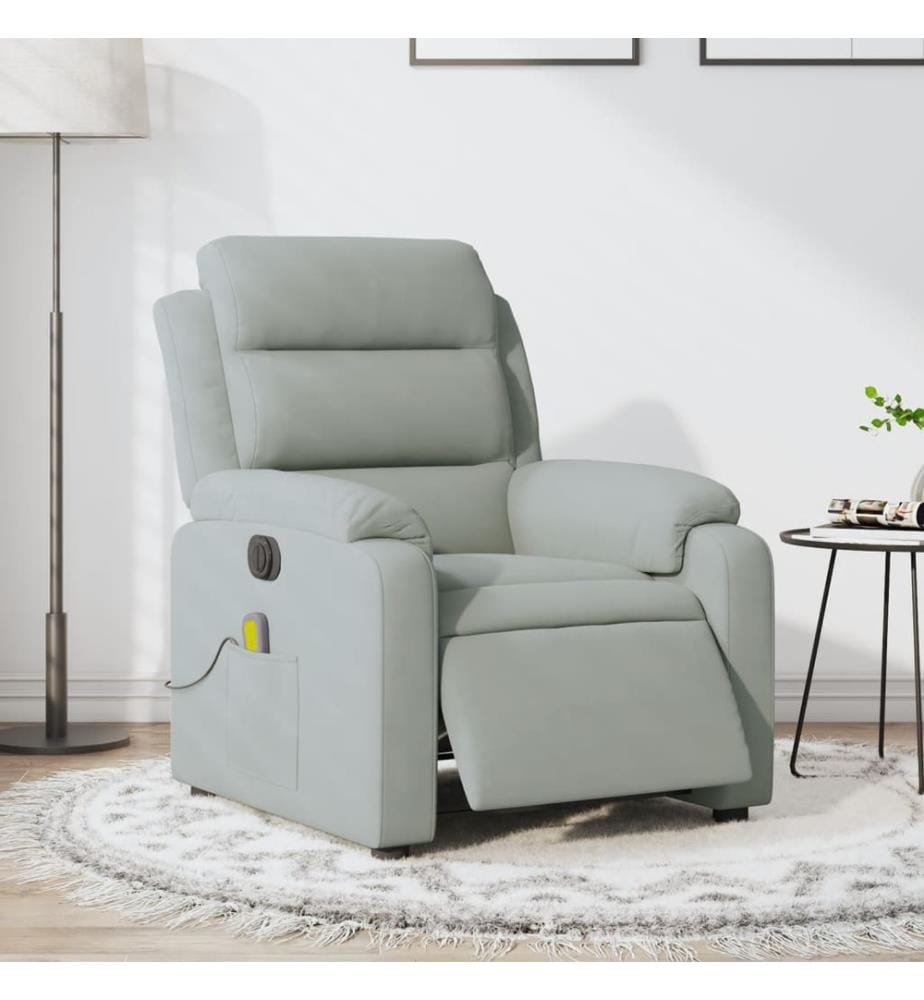 Massagesessel Elektrisch Hellgrau Samt