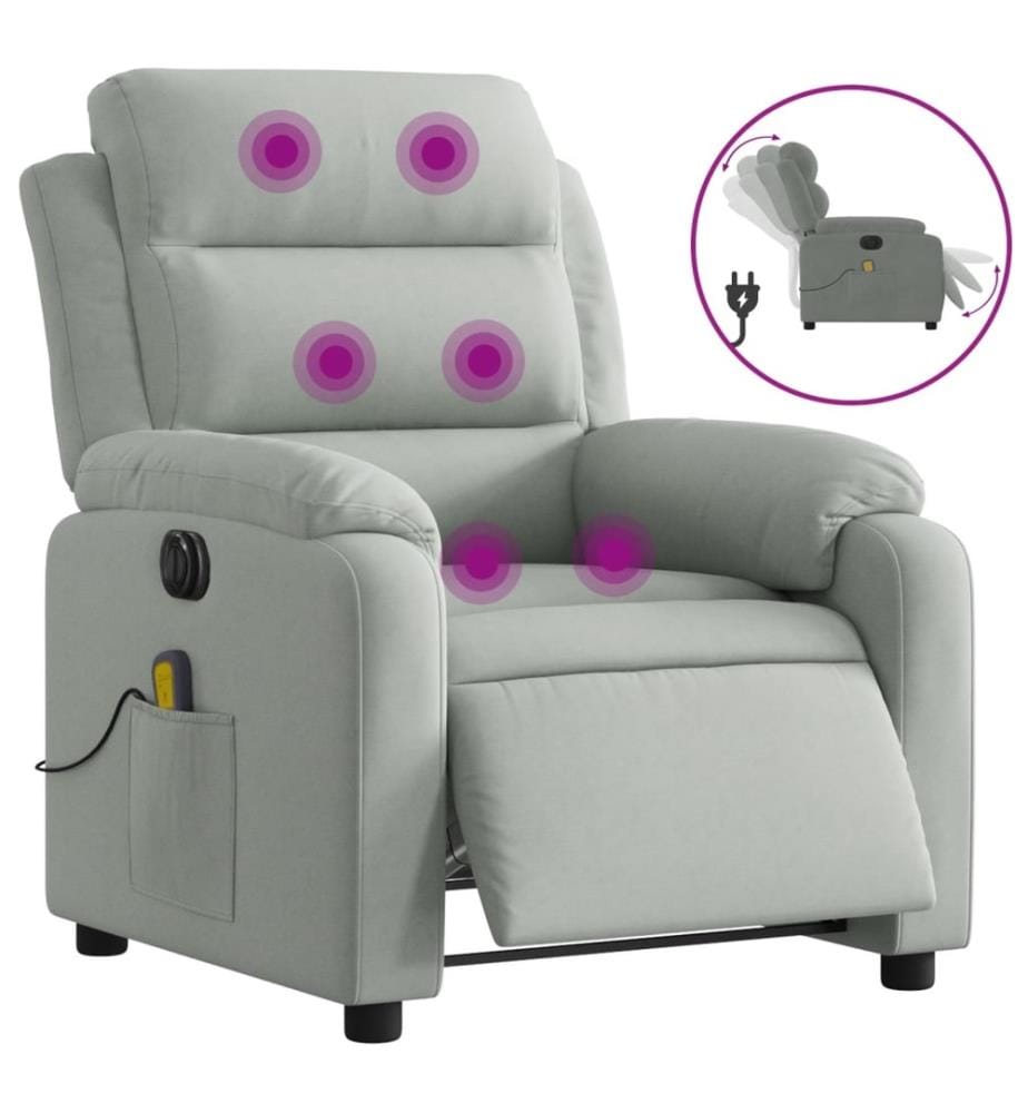 Massagesessel Elektrisch Hellgrau Samt