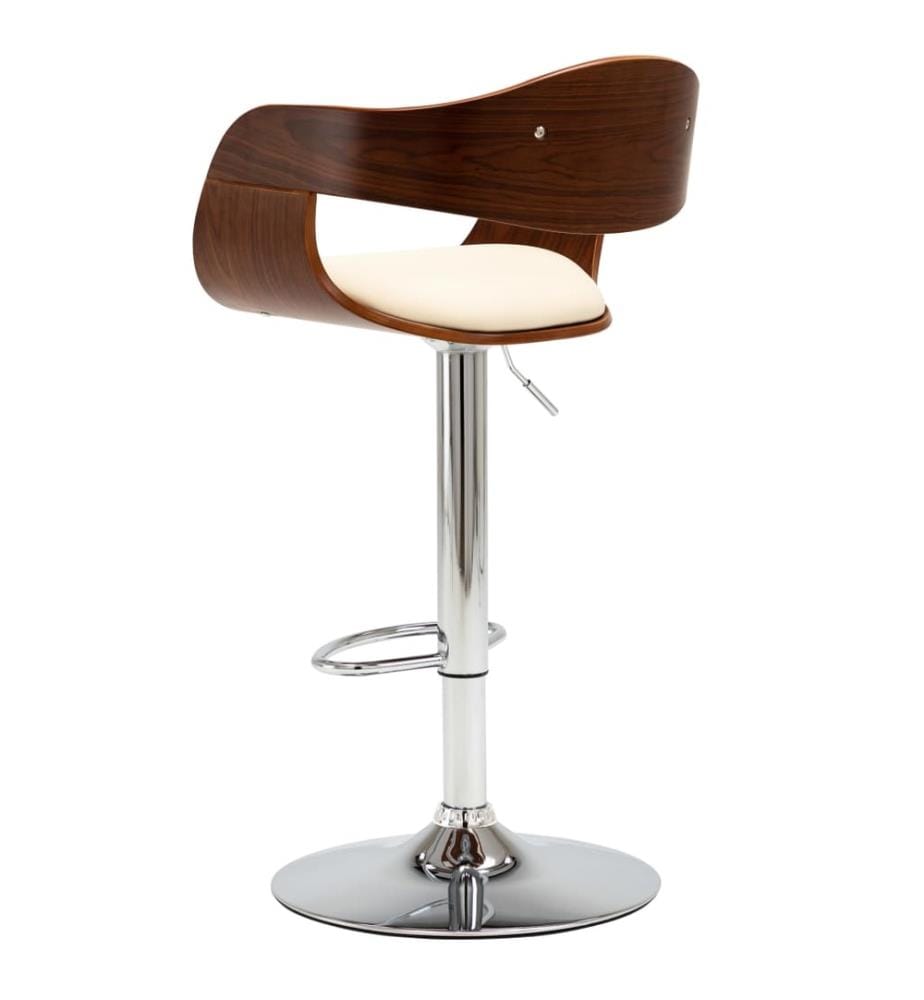 Barhocker 2 Stk. Creme Bugholz und Kunstleder