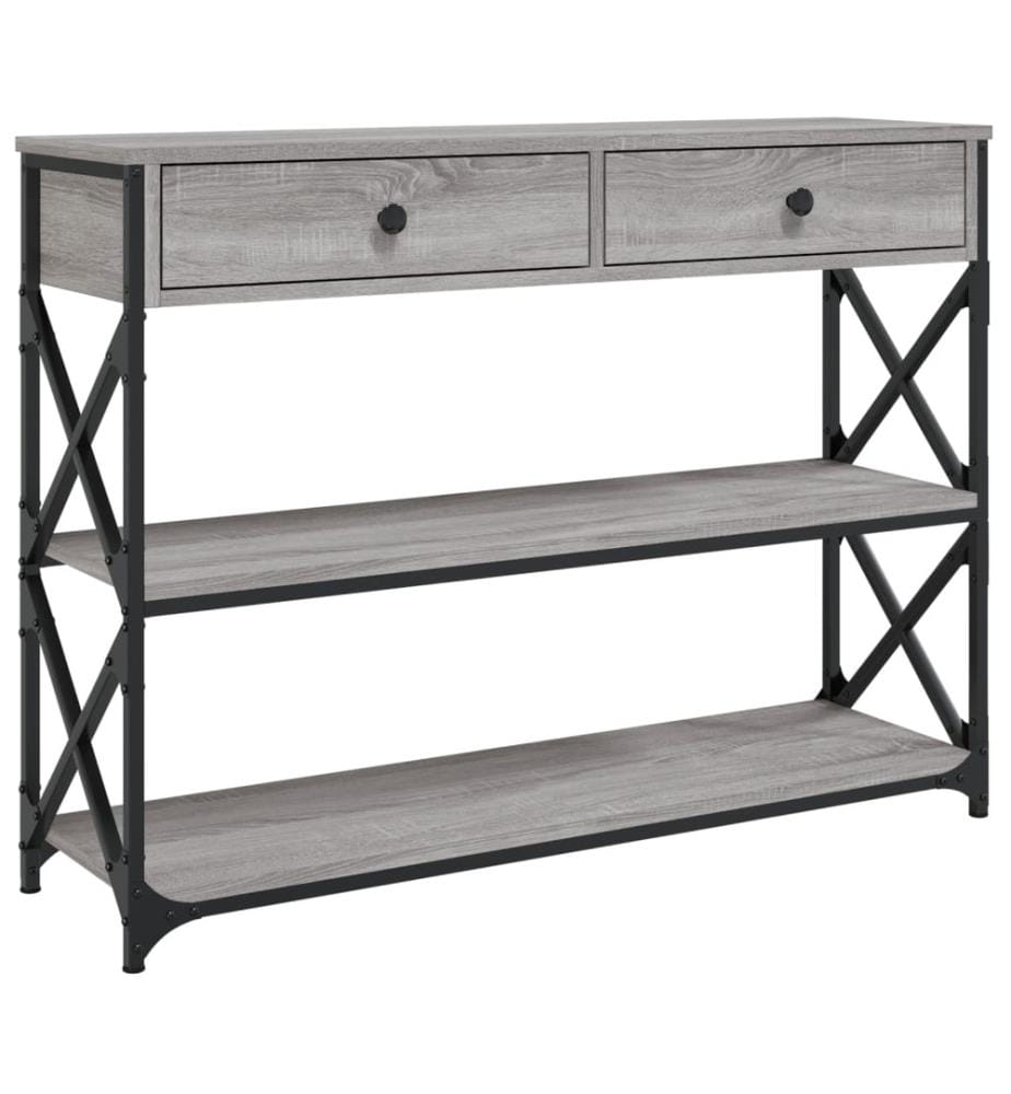 Table console sonoma gris 100x28x75 cm bois d'ingénierie