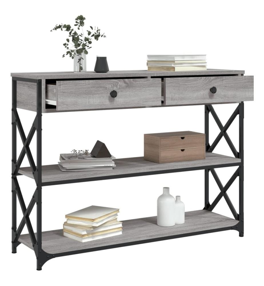 Table console sonoma gris 100x28x75 cm bois d'ingénierie