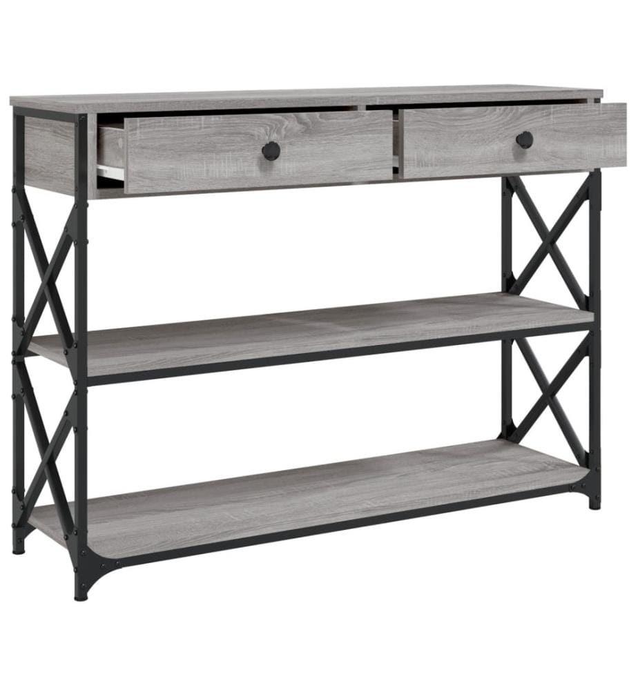Table console sonoma gris 100x28x75 cm bois d'ingénierie