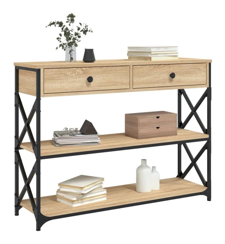 Table console chêne sonoma 100x28x75 cm bois d'ingénierie