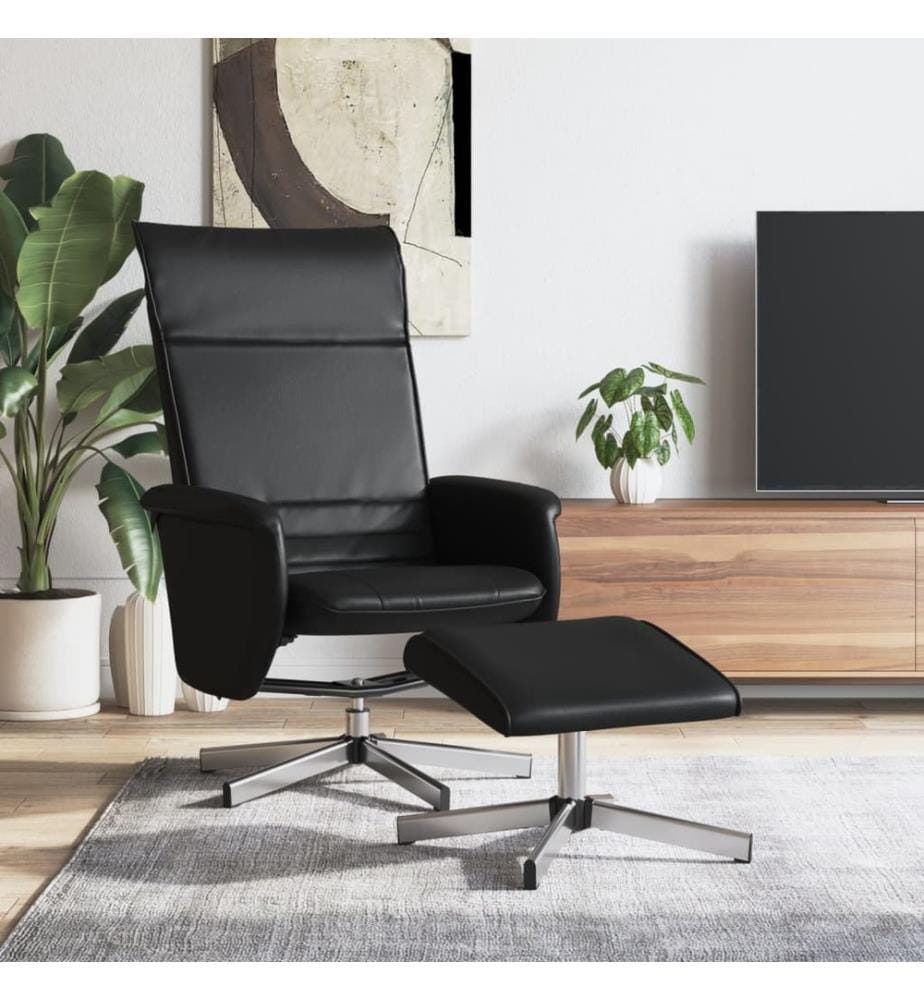 Relaxsessel mit Fusshocker Schwarz Kunstleder