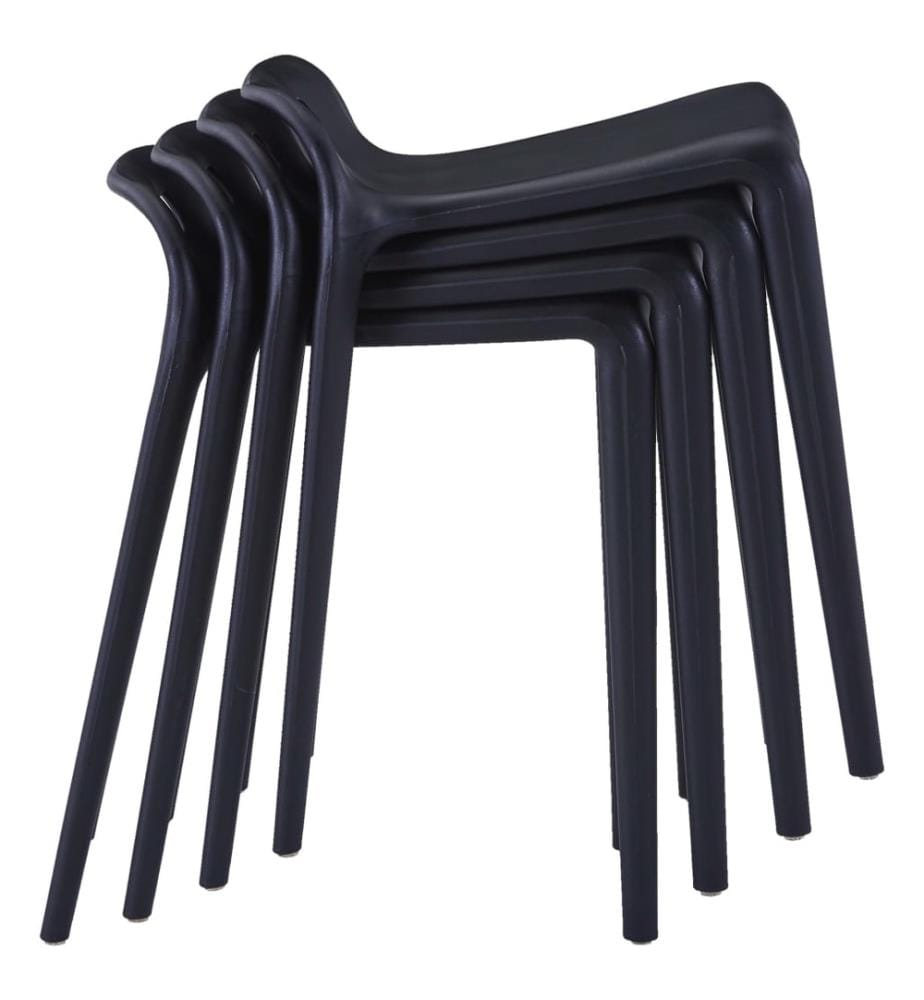 Tabourets empilables lot de 4 noir plastique
