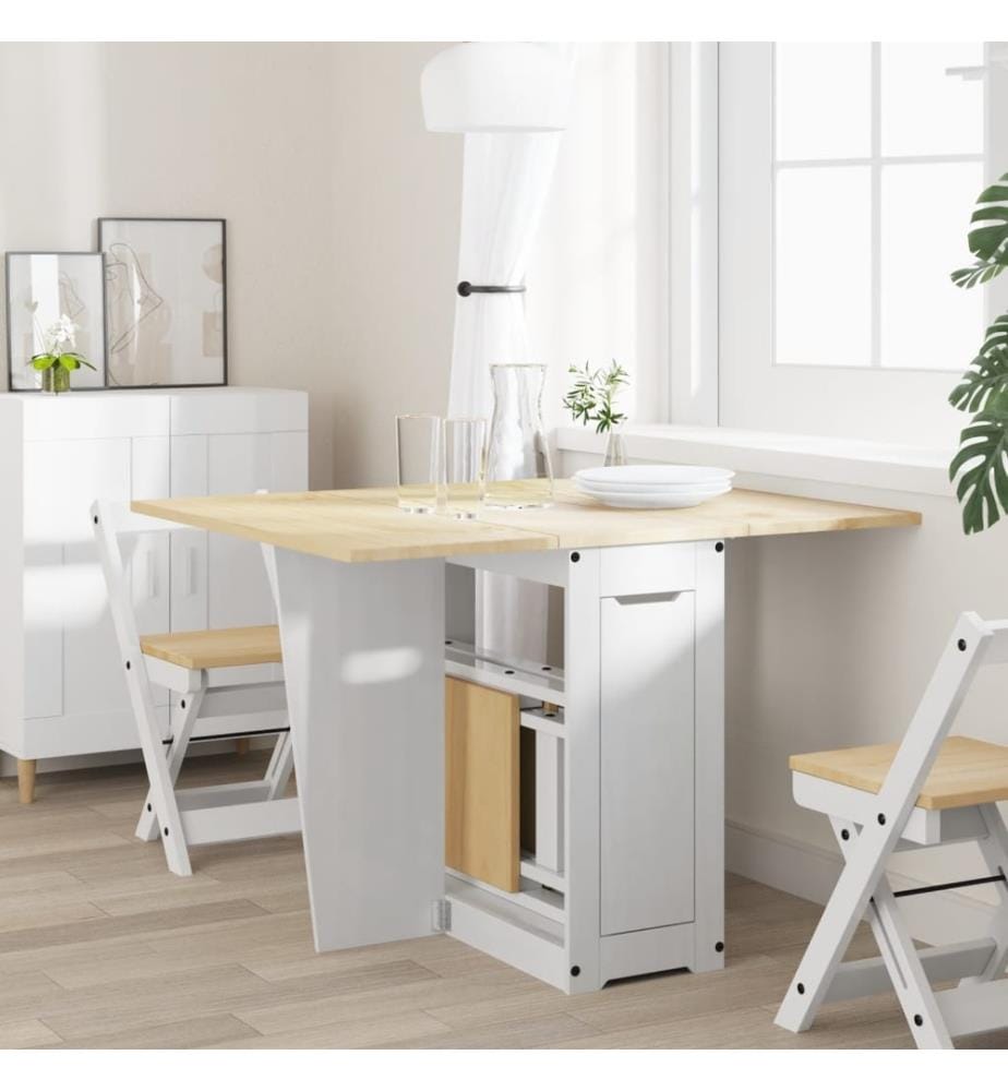 Table à manger papillon pliable Corona blanc bois de pin massif