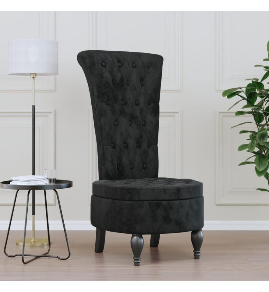 Chaise à dossier haut noir velours conception de bouton