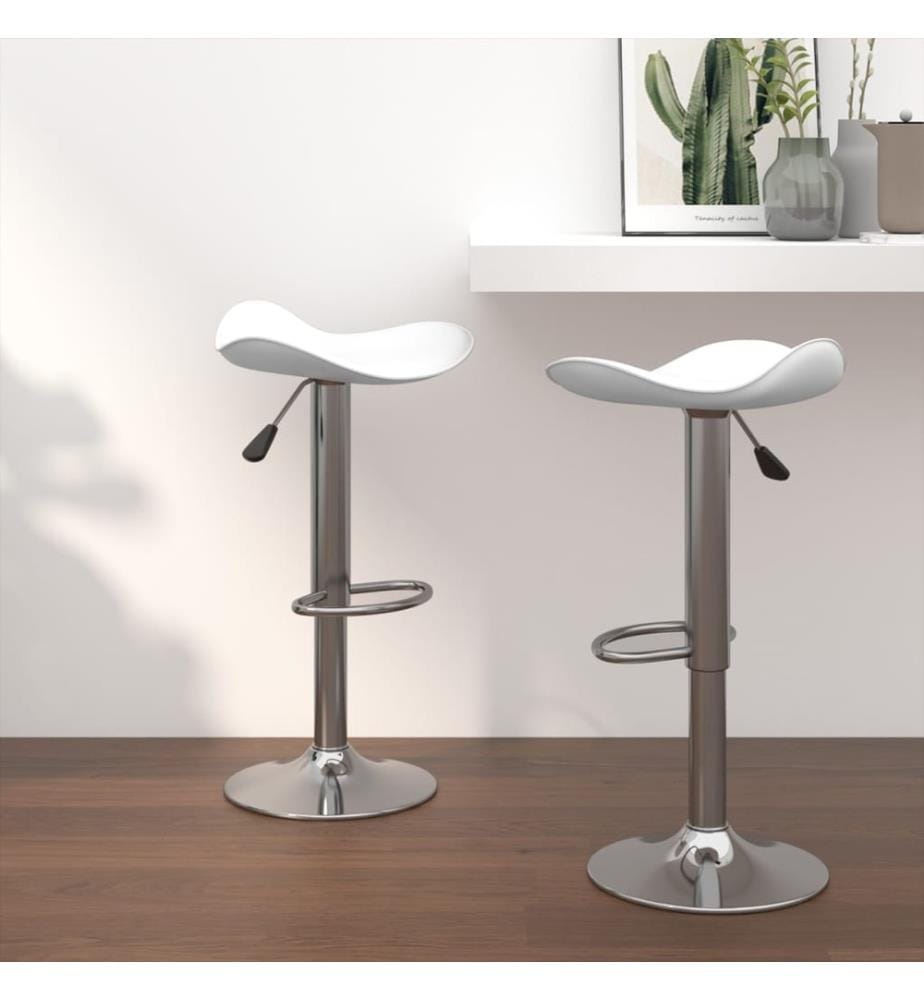 Barhocker 2 Stk. Weiss Verchromter Stahl und Kunstleder