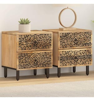 Nachttische 2 Stk. 40x33x46 cm Massivholz Mango