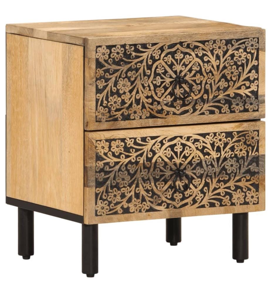Tables de chevet 2 pcs 40x33x46 cm Bois de manguier solide