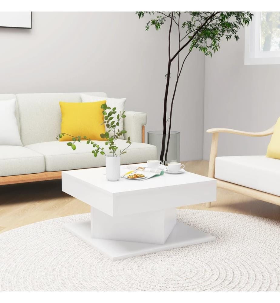 Table basse Blanc 57x57x30 cm Bois d'ingénierie