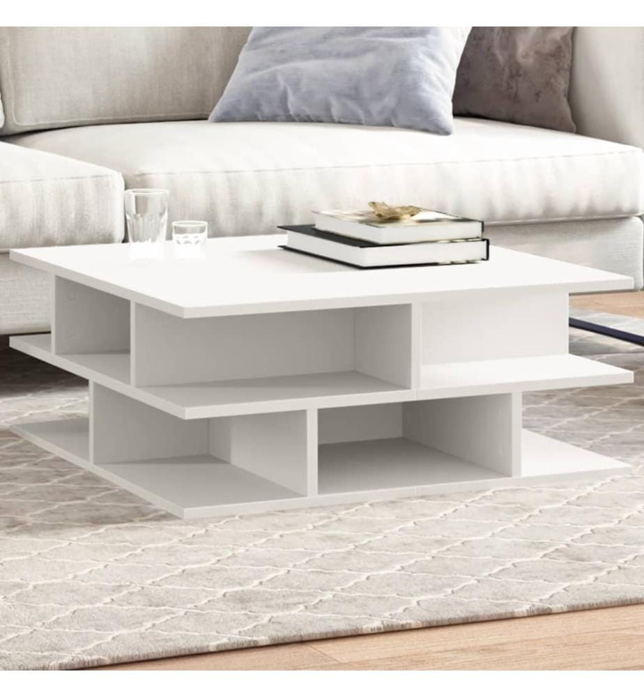 Table basse blanc 70x70x29 cm bois d'ingénierie