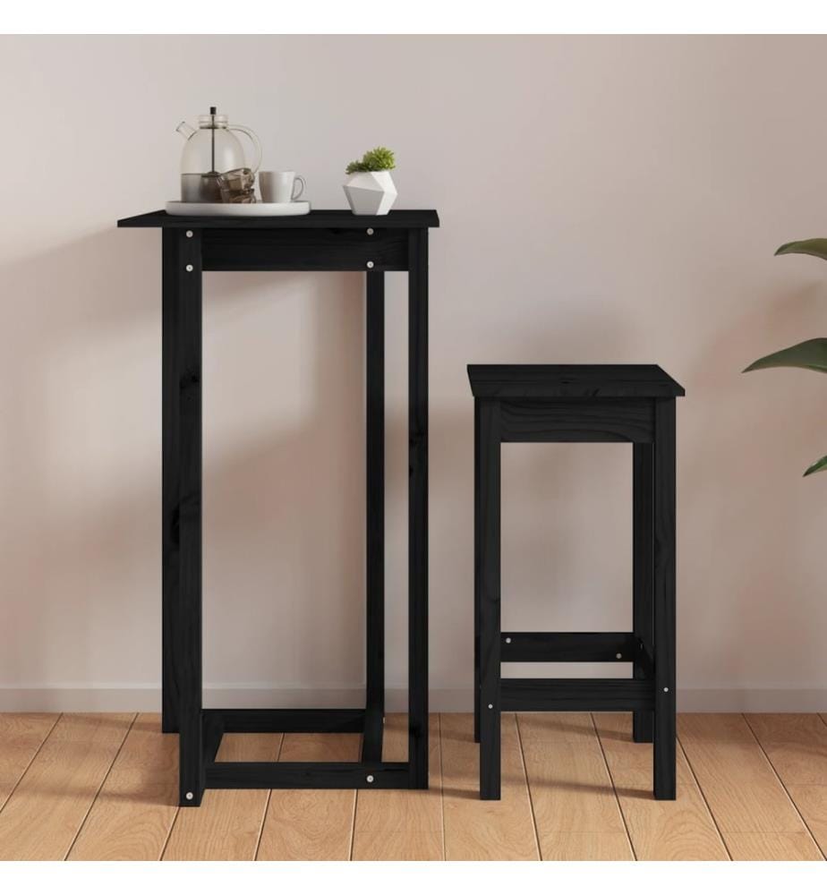 Bartisch Schwarz 60x60x110 cm Massivholz Kiefer