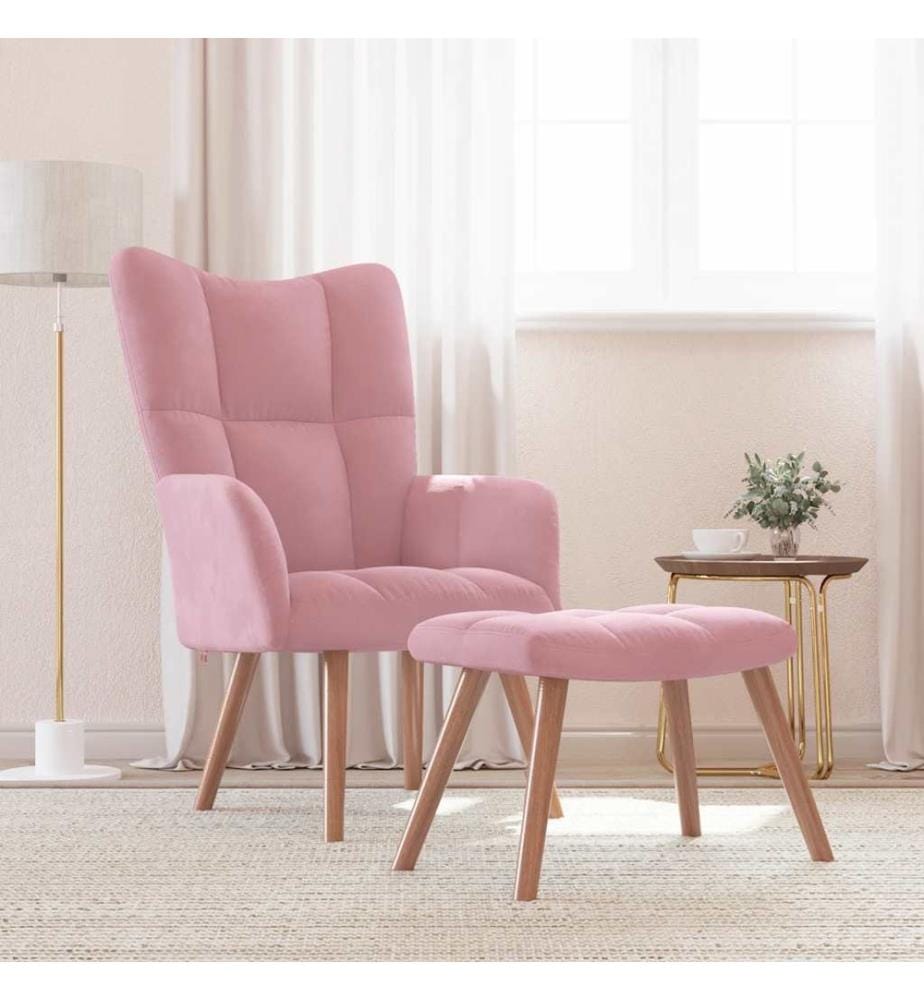 Relaxsessel mit Hocker Rosa Samt