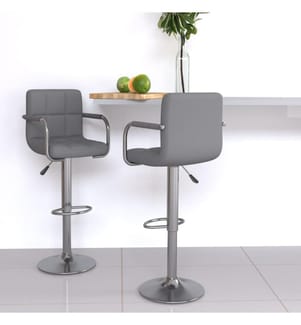 Barhocker 2 Stk. Grau Kunstleder