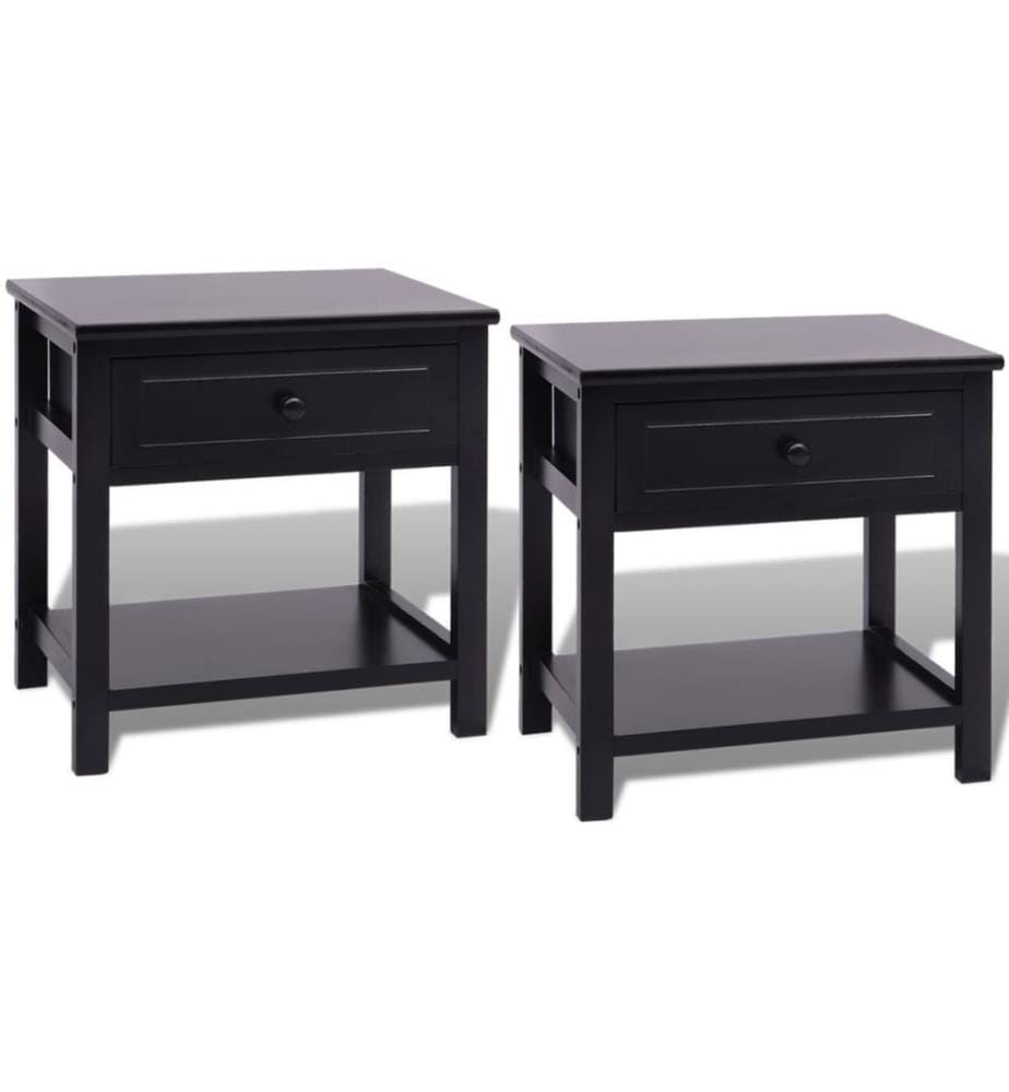 Table de chevet 2 pcs Bois Noir
