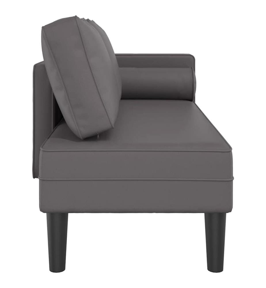Chaiselongue mit Kissen Grau Kunstleder
