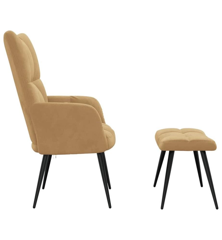 Relaxsessel mit Hocker Braun Samt