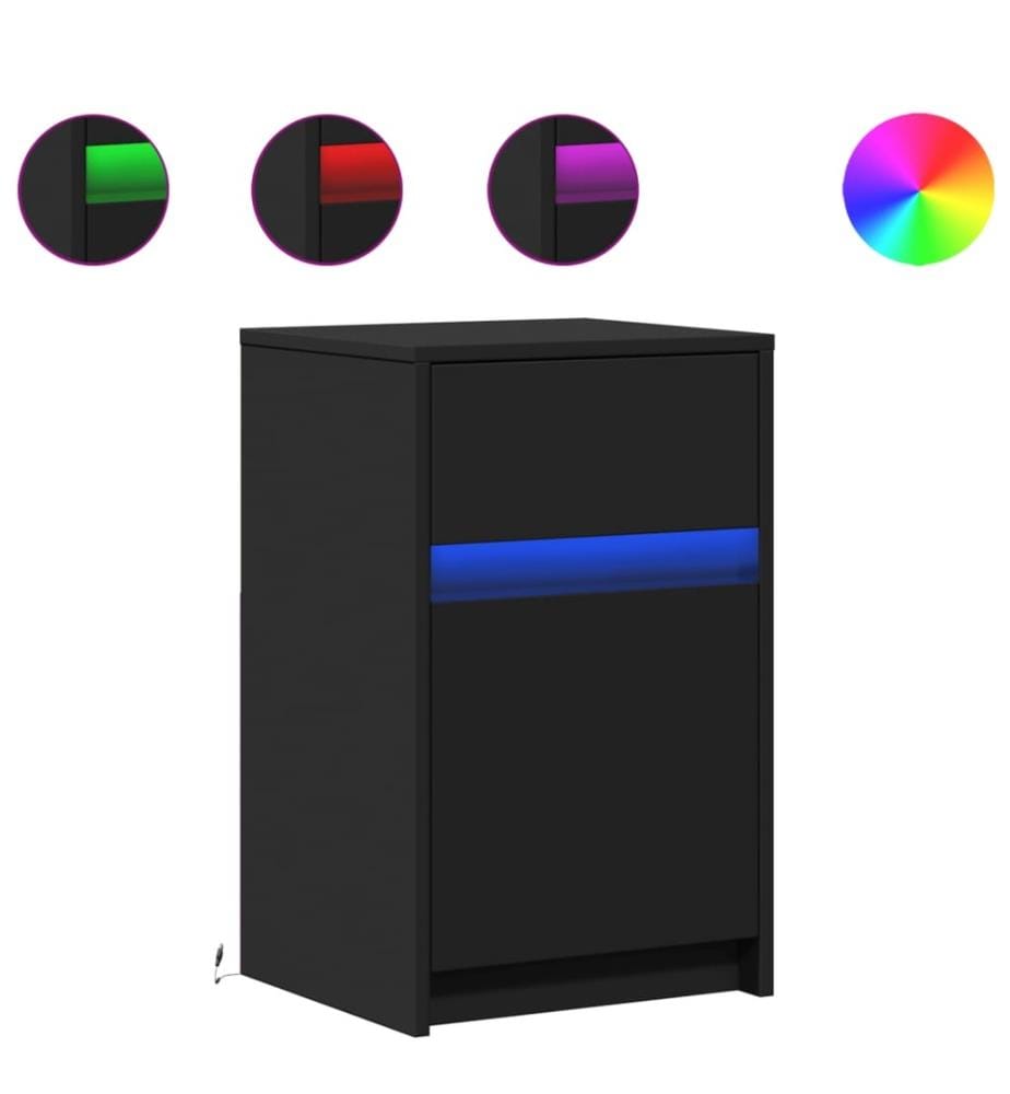 Nachttische mit LED-Leuchten 2 Stk. Schwarz Holzwerkstoff
