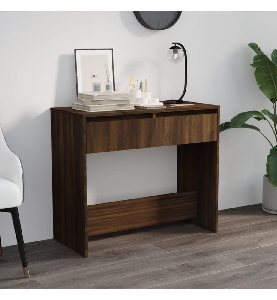 Table console chêne marron 89x41x76,5 cm bois d'ingénierie