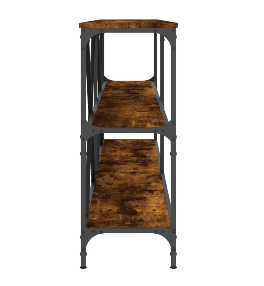 Table console chêne fumé 200x30x75 cm bois d'ingénierie et fer