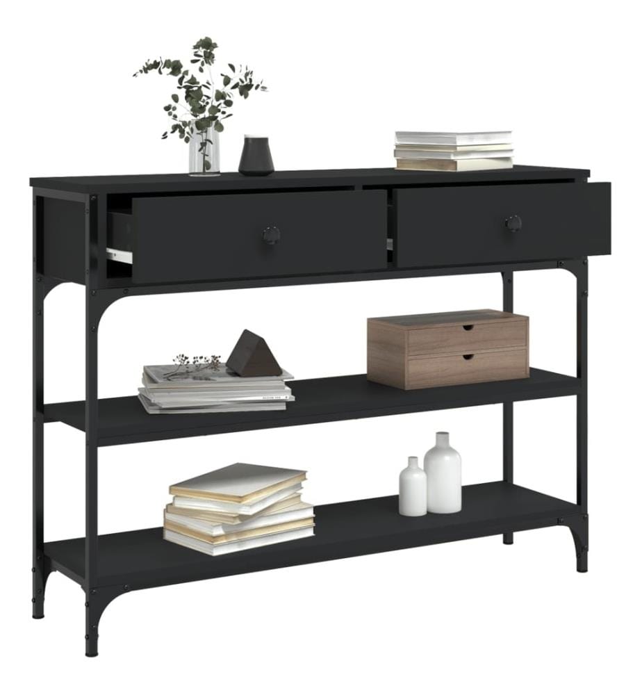 Table console noir 100x25x75 cm bois d'ingénierie