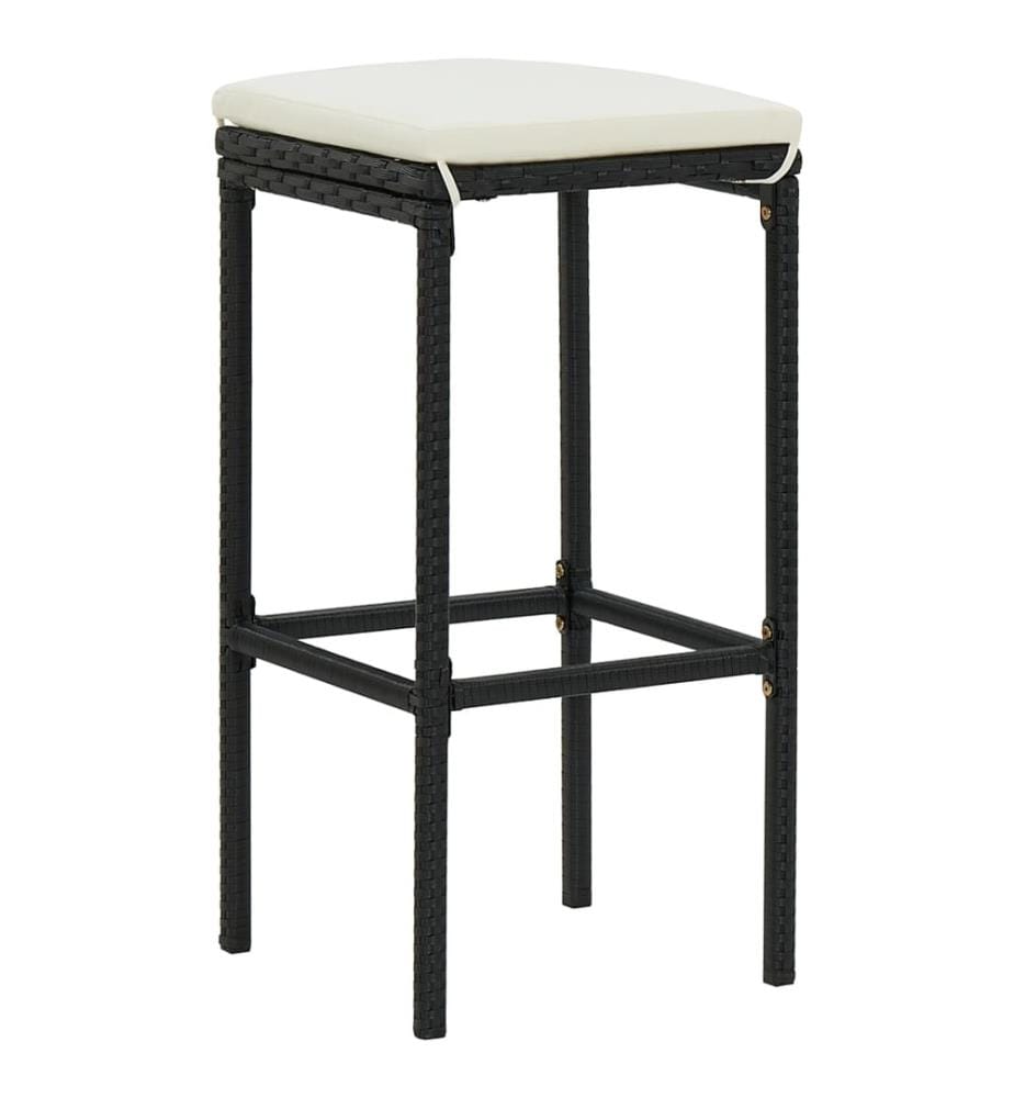 Barhocker mit Kissen 2 Stk. Schwarz Poly Rattan