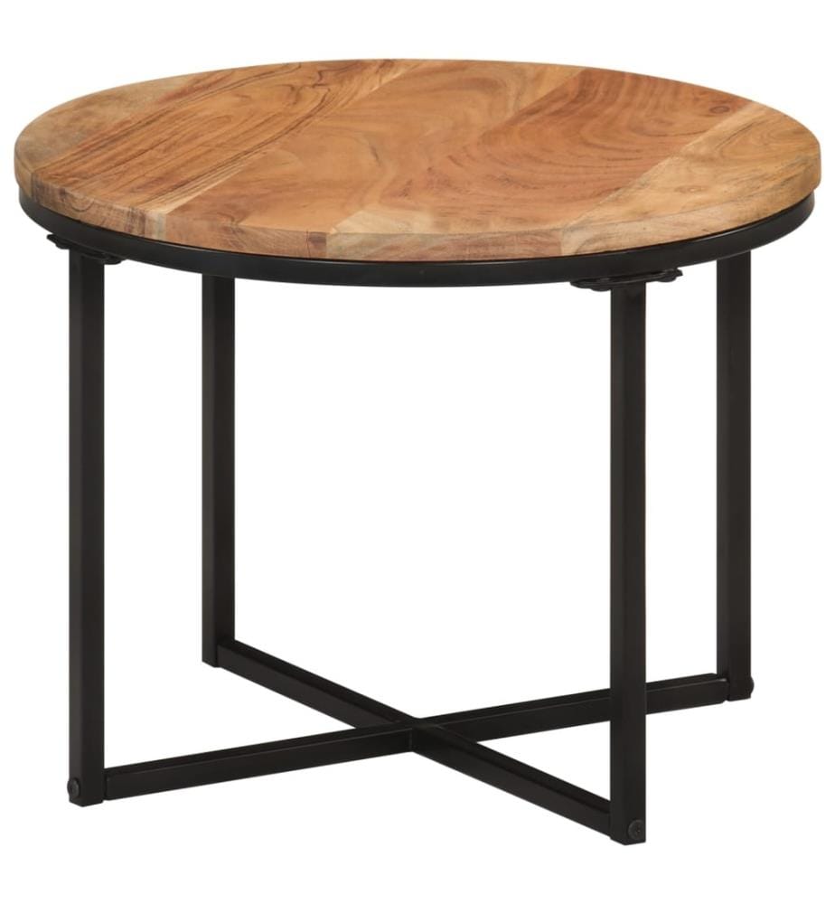 Table basse 45x45x35 cm bois massif acacia et fer