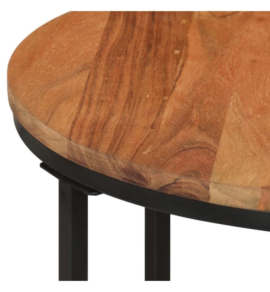 Table basse 45x45x35 cm bois massif acacia et fer