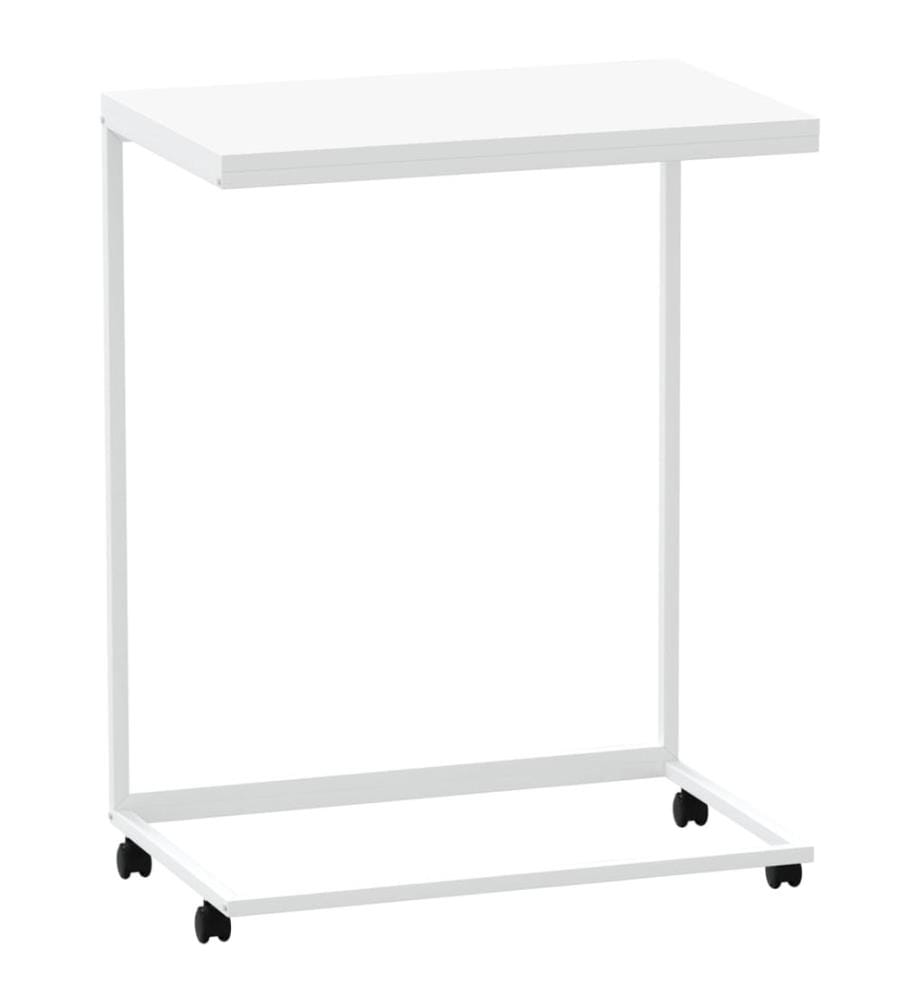 Table d'appoint avec roues Blanc 55x35x70 cm Bois d'ingénierie