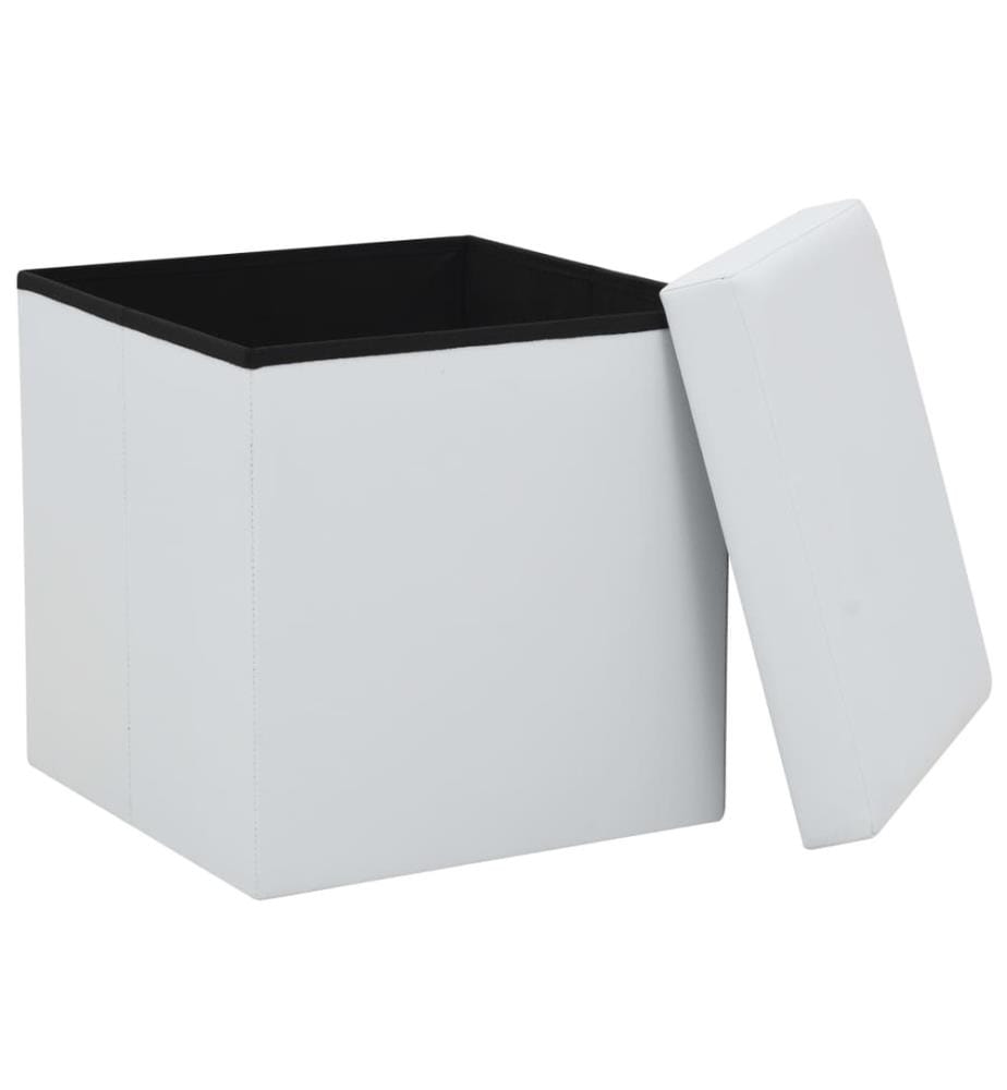 Hocker mit Stauraum 2 Stk. Weiss Kunstleder