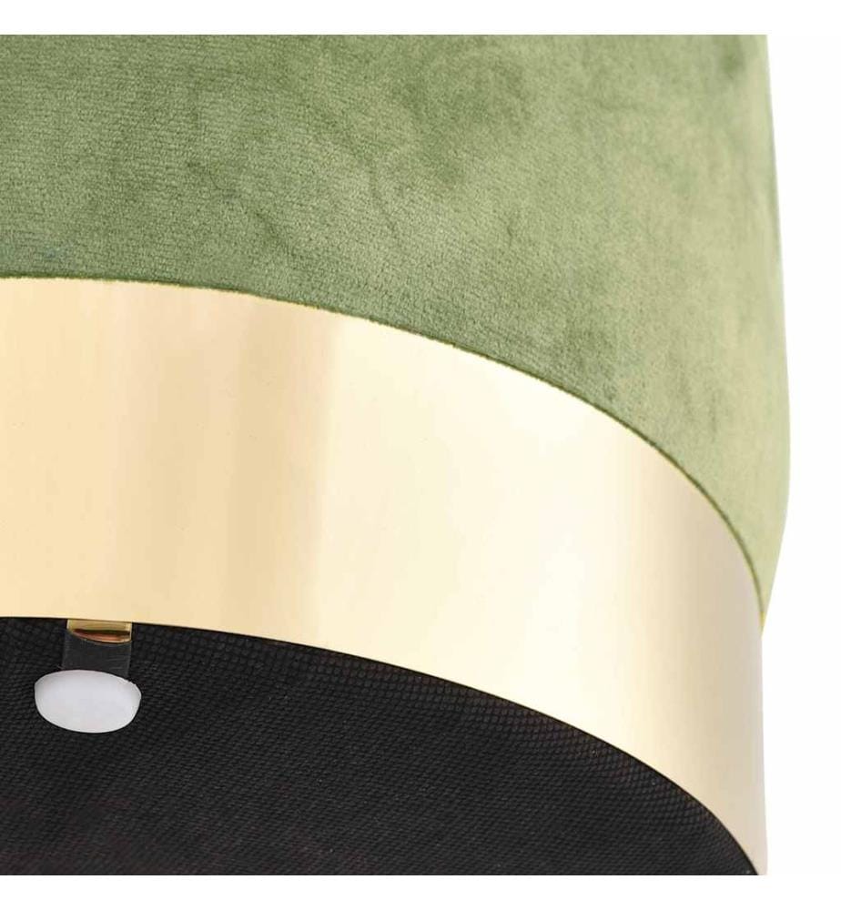 Tabouret Vert moutarde et doré Velours 28 x 36 cm