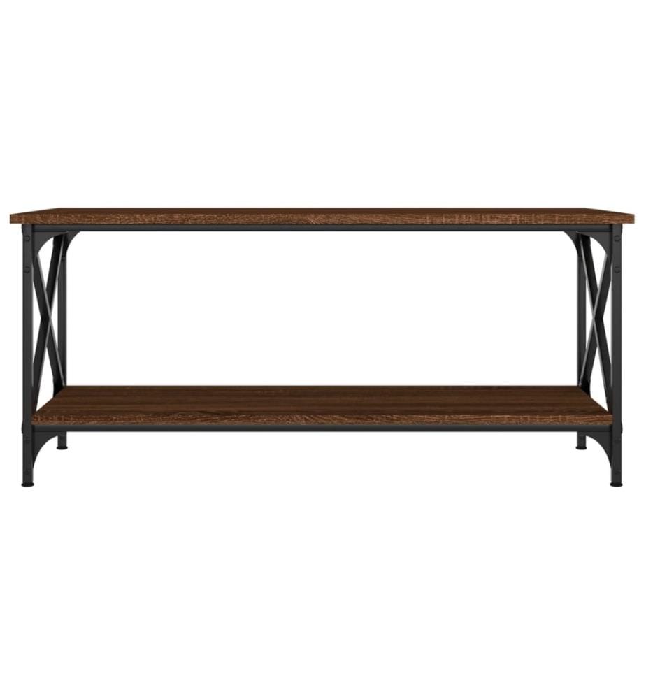 Table basse Chêne marron 100x45x45 cm Bois d'ingénierie et fer