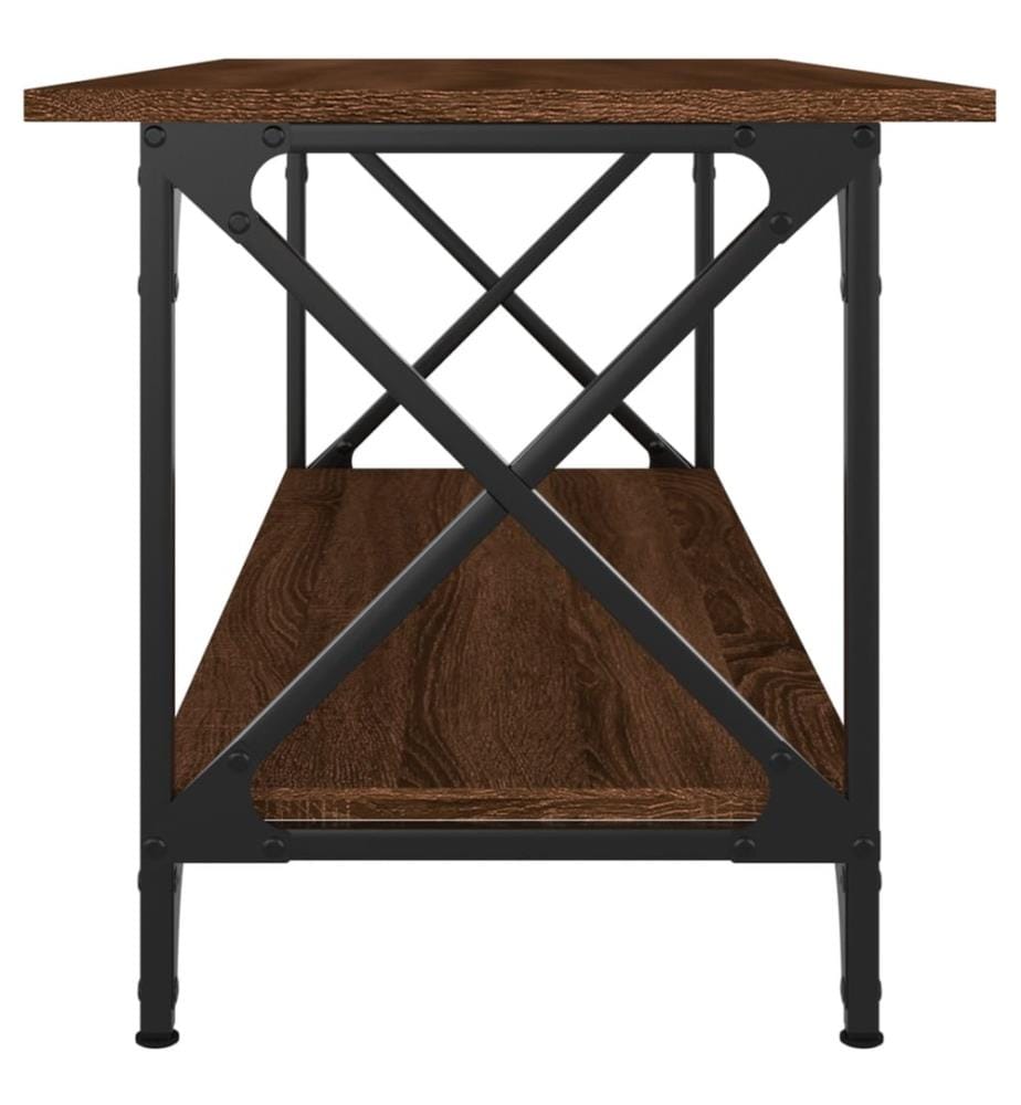 Table basse Chêne marron 100x45x45 cm Bois d'ingénierie et fer