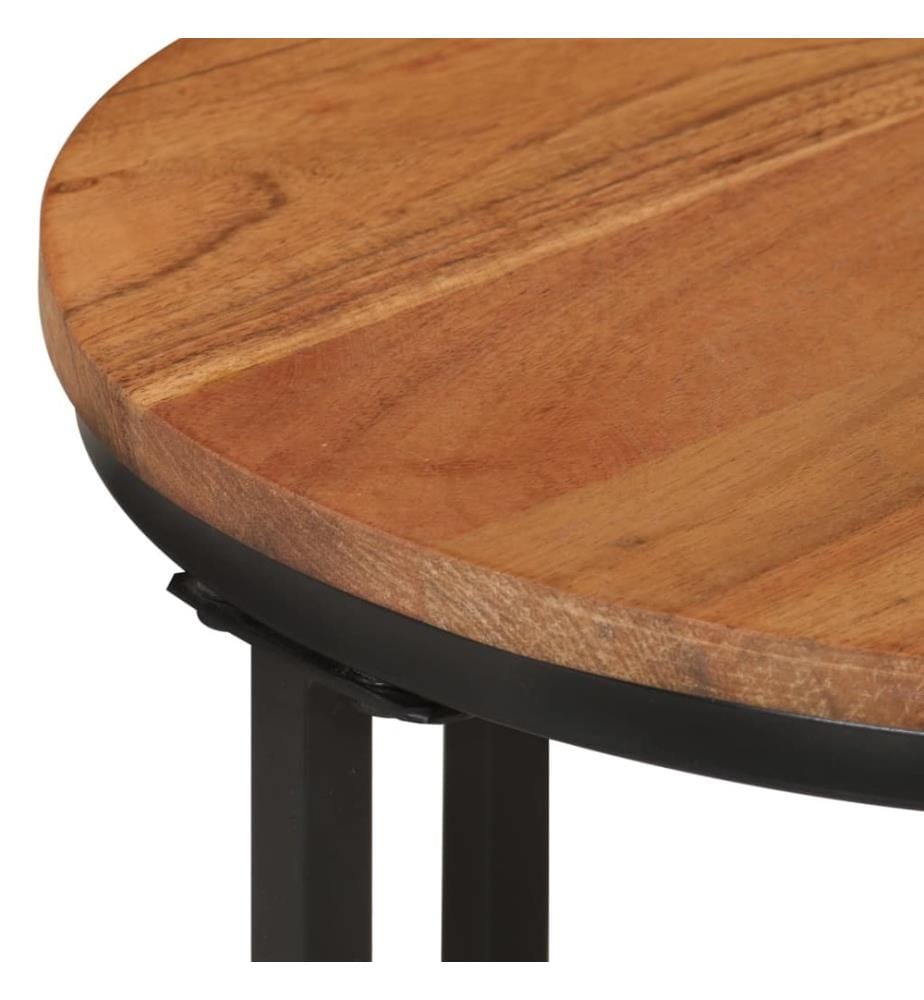Table basse 35x35x30 cm bois massif acacia et fer