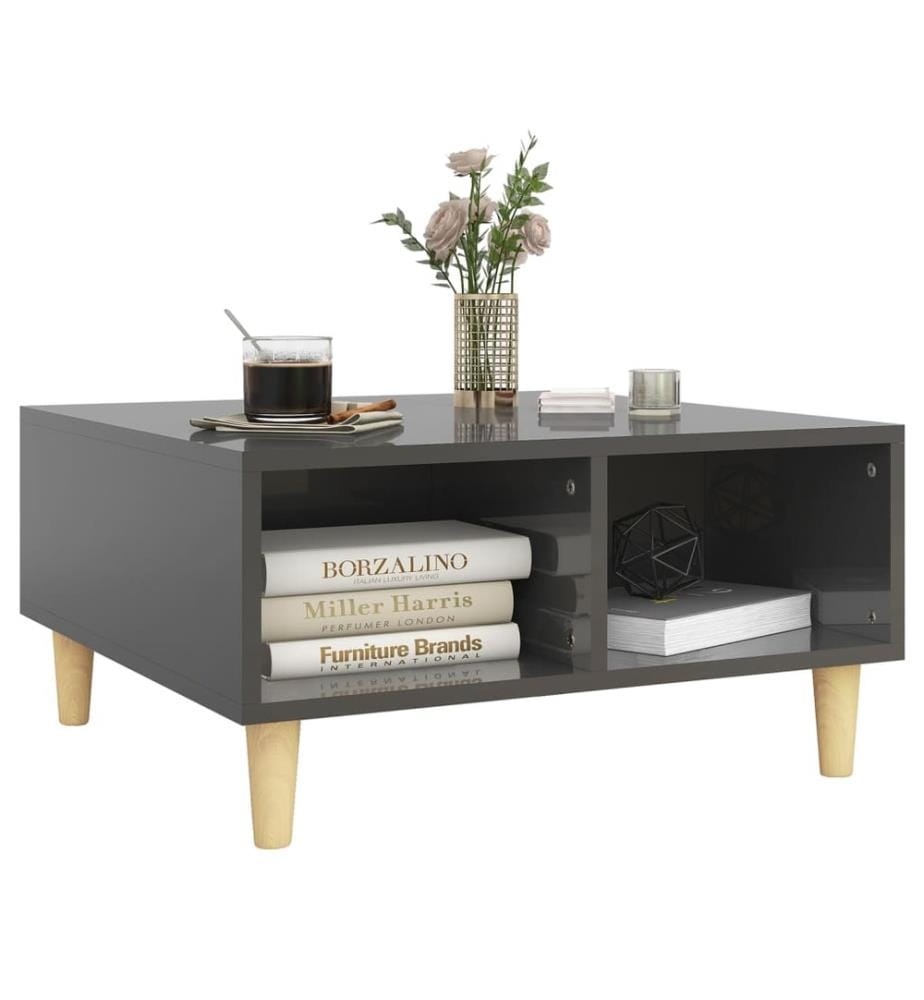Table basse gris brillant 60x60x30 cm bois d'ingénierie