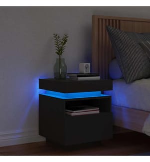 Nachttisch mit LED-Leuchten Schwarz 40x39x48,5 cm