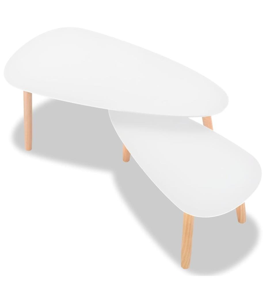 Ensemble de tables basses 2 pcs Bois de pin massif Blanc