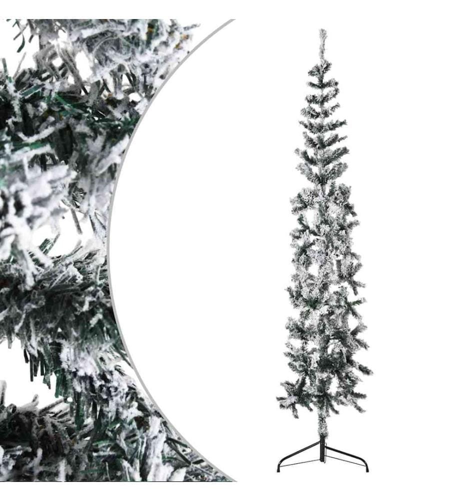 Künstlicher Halb-Weihnachtsbaum mit Schnee Schlank 180 cm