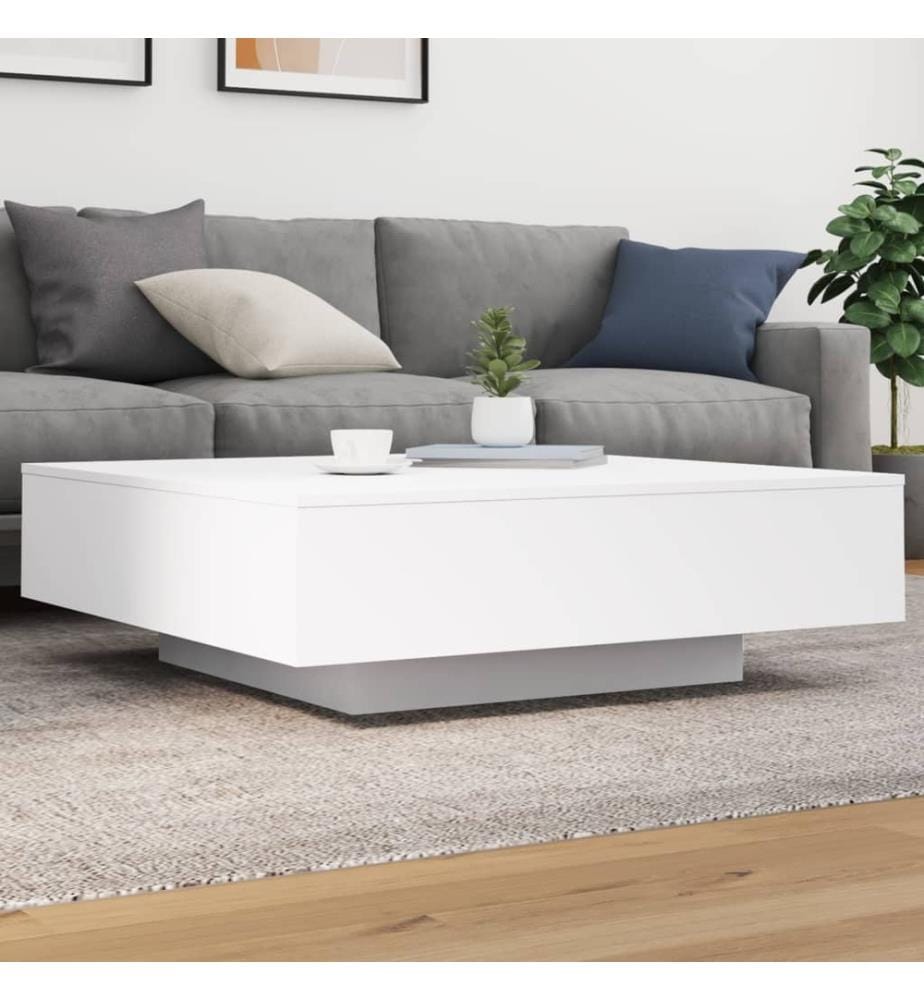 Table basse blanc 100x100x31 cm bois d'ingénierie