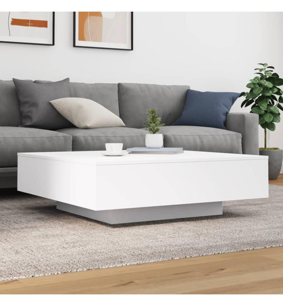 Table basse blanc 100x100x31 cm bois d'ingénierie