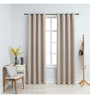 Verdunkelungsvorhänge mit Metallösen 2 Stk. Beige 140x225 cm