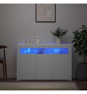 Buffet avec lumières LED Blanc 115,5x30x75 cm