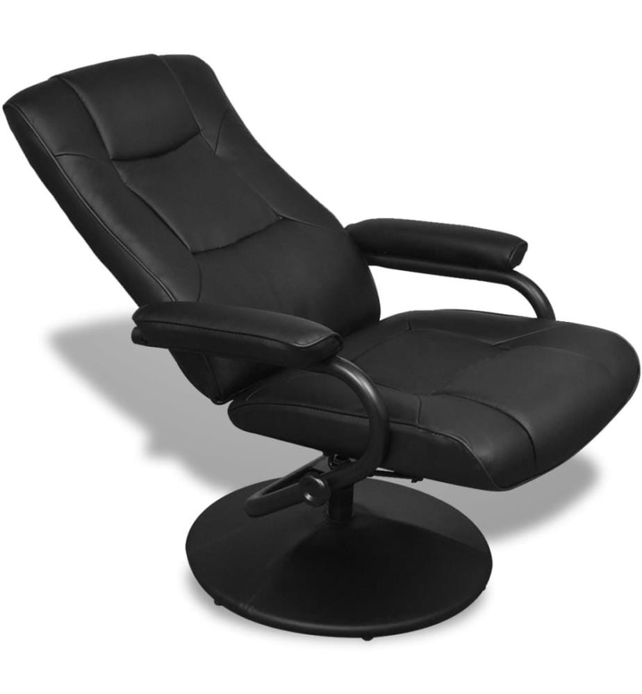 TV-Sessel mit Fusshocker Schwarz Kunstleder