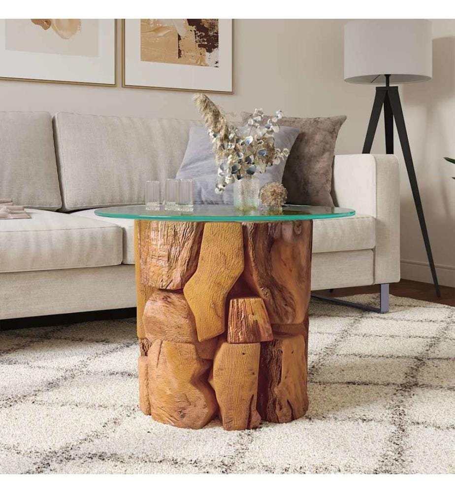 Table basse Bois flottant de teck massif 60 cm