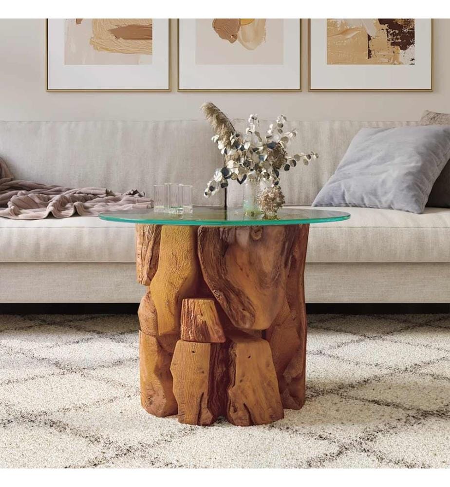 Table basse Bois flottant de teck massif 60 cm