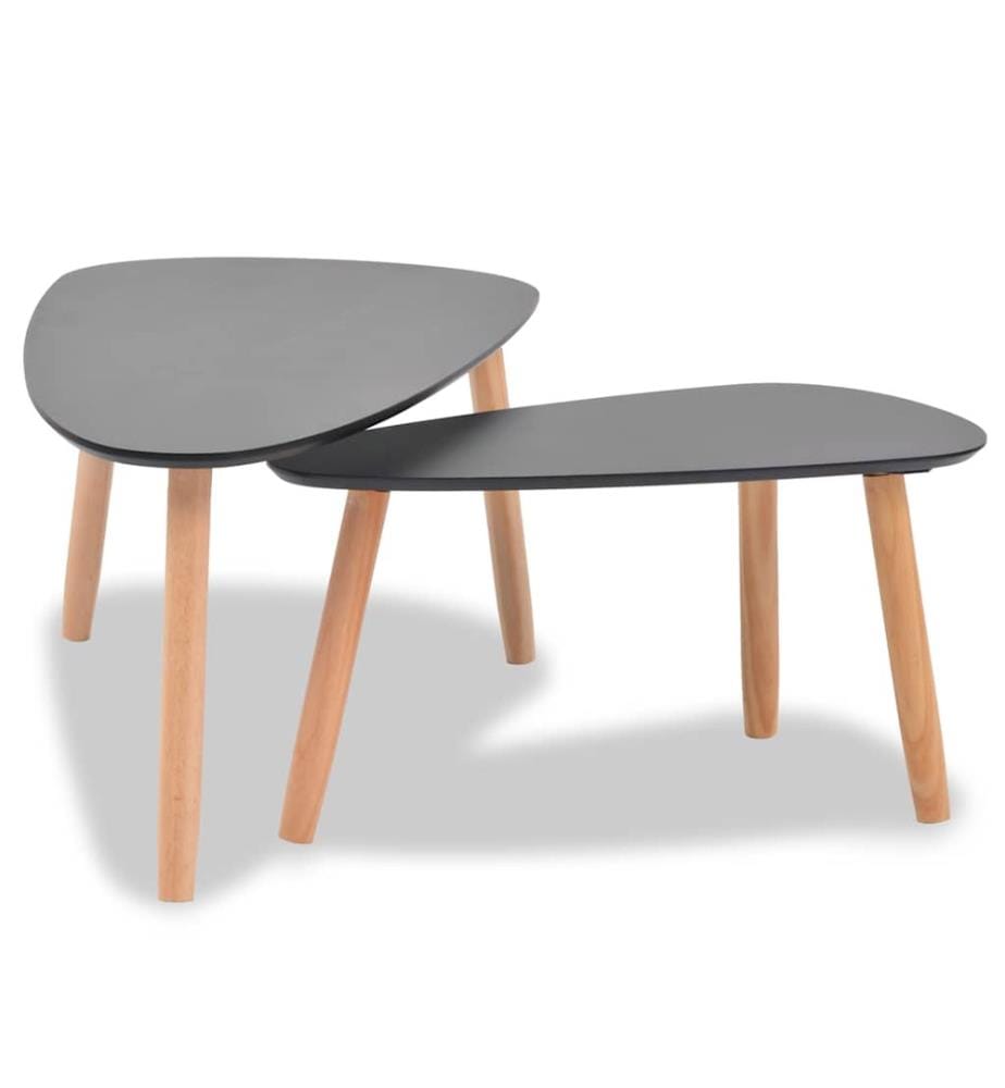 Ensemble de tables basses 2 pcs Bois de pin massif Noir