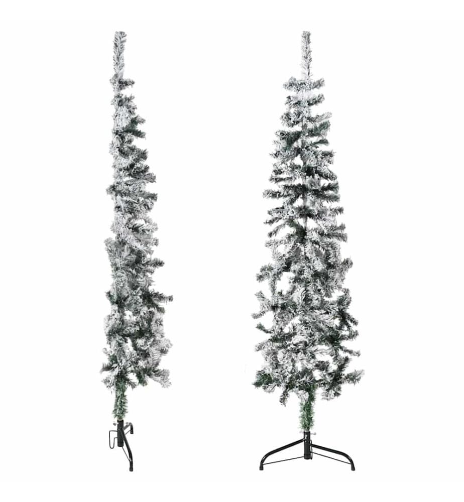 Künstlicher Halb-Weihnachtsbaum mit Schnee Schlank 150 cm